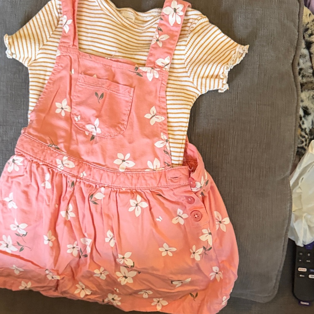 Carter's Pink Floral Girls Cotton Overall Dress